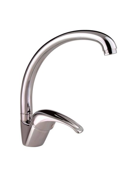 Grifo de cocina Segre monomando vertical con caño alto giratorio, acabado cromado, cuerpo de latón y maneta ergonómica.