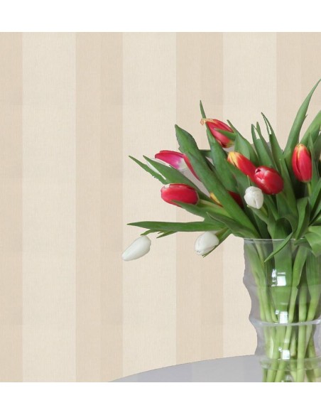 Papel pintado a rayas verticales Saint Honoré beige crudo – diseño sin rapport