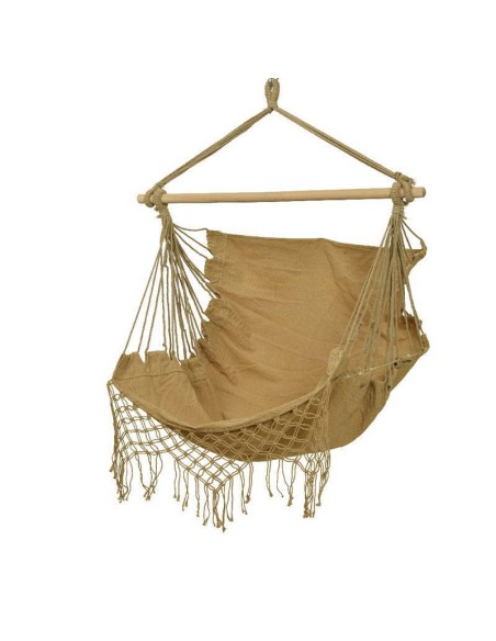 Sillón colgante beige – Hamaca de algodón para jardín y terraza
