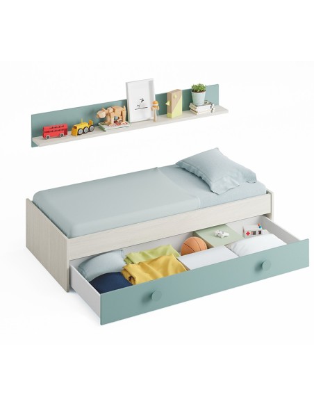 Cama nido juvenil blanca verde moderna