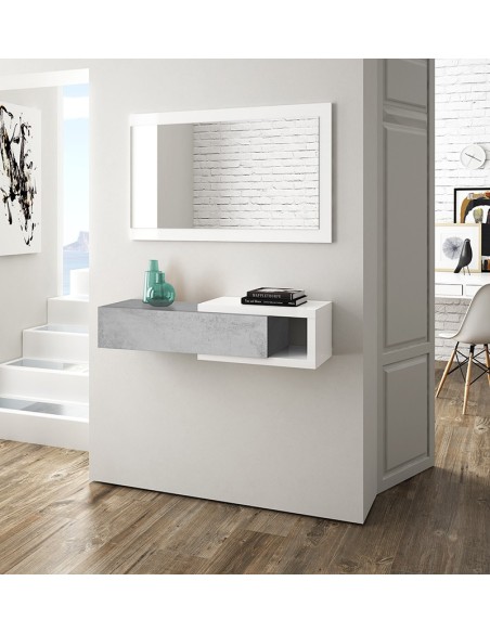 MUEBLE RECIBIDOR CON ESPEJO WALNUT