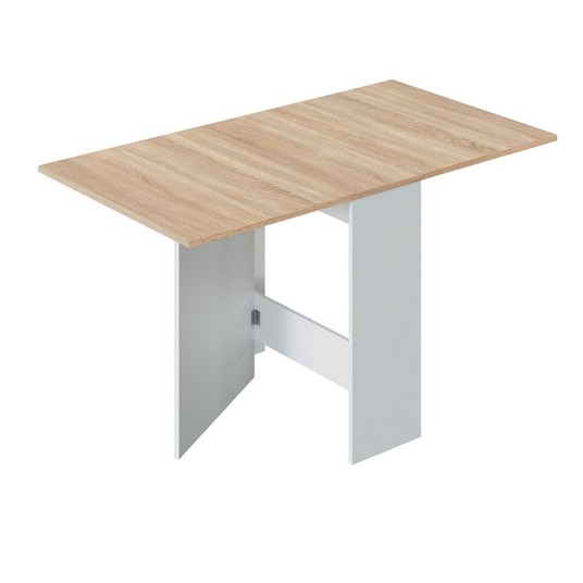 Mesa extensible Fly madera natural y blanco