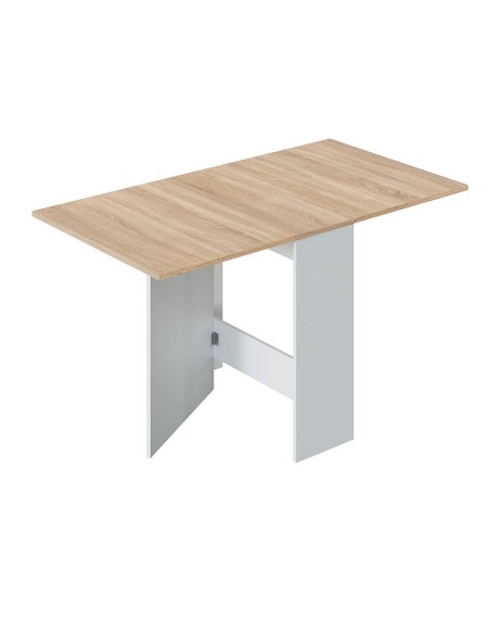 Mesa extensible Fly madera natural y blanco