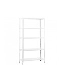 Estantería metálica blanca Litan con tornillos y 5 estantes regulables – 180x90x30 cm y 400 kg de capacidad total.