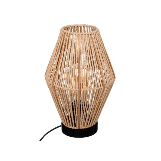 Lámpara de sobremesa Aissa natural de madera, papel y hierro con casquillo E27