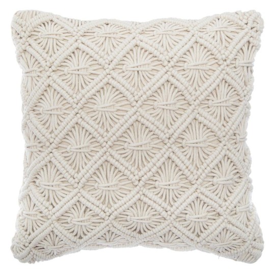 Cojín decorativo de macramé crema 40x40 cm