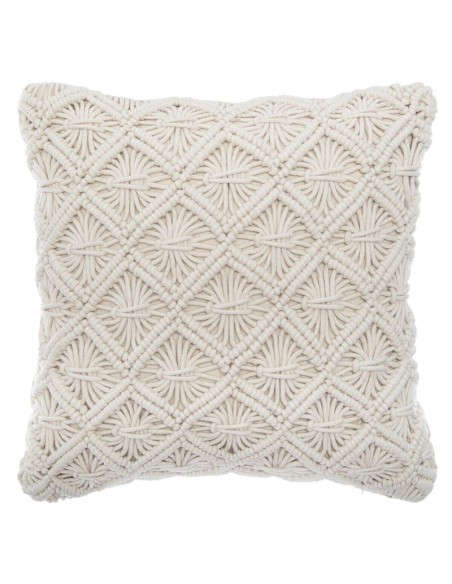 Cojín decorativo de macramé crema 40x40 cm
