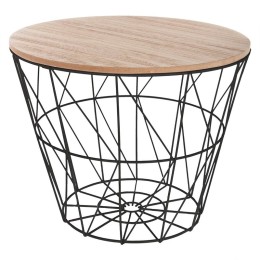 Mesa de Centro Industrial – Base de acero tubular lacado en negro y tablero de paulownia, diseño geométrico y fácil de limpiar.
