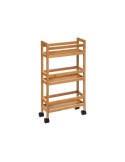 Carrito auxiliar de bambú con ruedas – 3 estantes para cocina o baño 36x15x74,5 cm