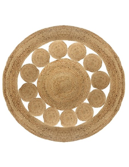 Alfombra de yute calado circular 80 y 120 cm rayos de sol