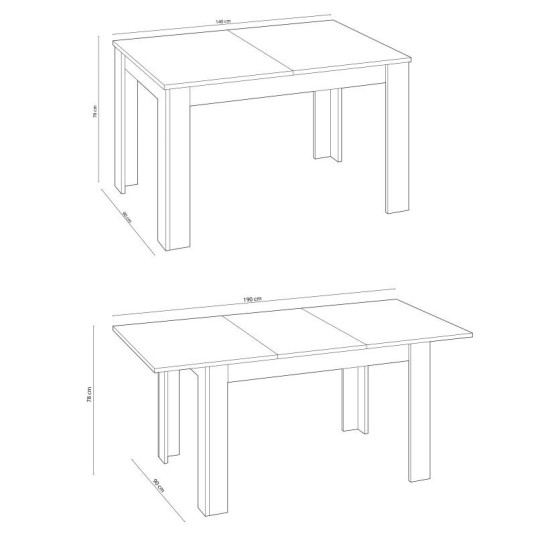MESA DE COMEDOR 90X140-190 EXTENSIBLE PRACTICO ROBLE CANADIAN
