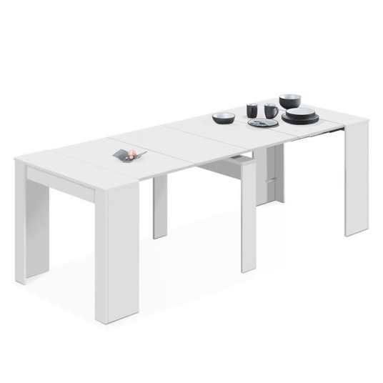 Mesa consola extensible Kendra blanco brillo