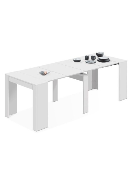 Mesa consola extensible Kendra blanco brillo