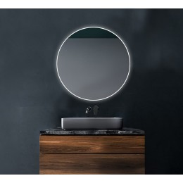 Espejo LED redondo Siro 60 cm con luz ambiental y encendido táctil
