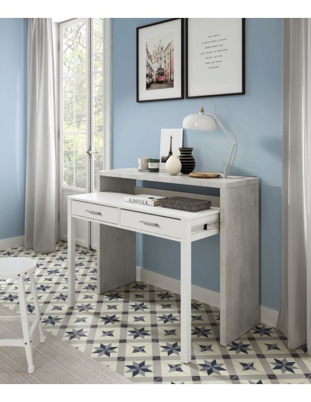 Escritorio extensible Tryion consola convertible blanco artik 98 cm