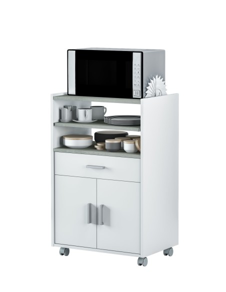 Mueble Cheff para microondas blanco mate y cemento