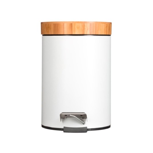 PAPELERA BAÑO CON PEDAL Y TAPA BAMBU 3L.