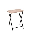 Mesa auxiliar plegable de metal negro y tablero de roble natural – 48x38x65 cm