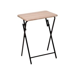 Mesa auxiliar plegable de metal negro y tablero de roble natural – 48x38x65 cm
