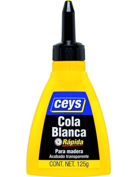 Cola blanca Ceys en biberón 250 g para madera, papel, cartón, tela, corcho y cerámica, secado rápido y transparente