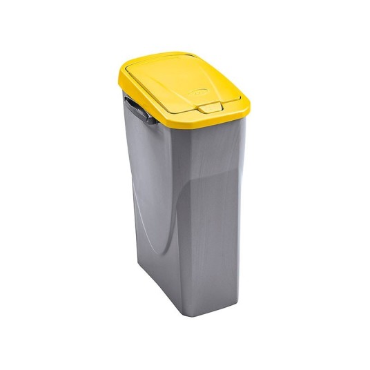 Cubo de reciclaje Ecobin 25 litros, colores amarillo, verde y azul, práctico, resistente y apilable para el hogar u oficina.