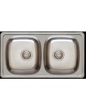 Fregadero de cocina empotrable monoblock en acero inoxidable 304, medidas 80x44 cm, con válvula incluida de 115 mm.