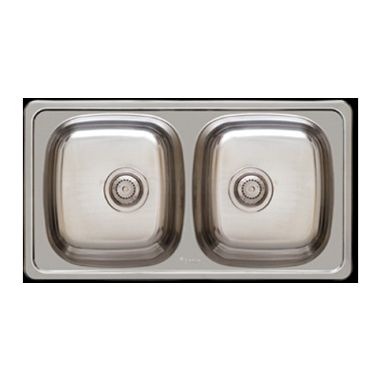 Fregadero de cocina empotrable monoblock en acero inoxidable 304, medidas 80x44 cm, con válvula incluida de 115 mm.