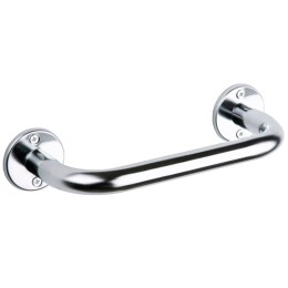 Asa de baño de acero con acabado cromo brillo instalada en pared