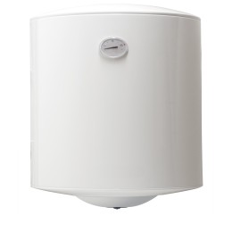 Termo eléctrico 50 litros 1200W con cuba vitrificada, termostato regulable exterior y luz indicadora de encendido.