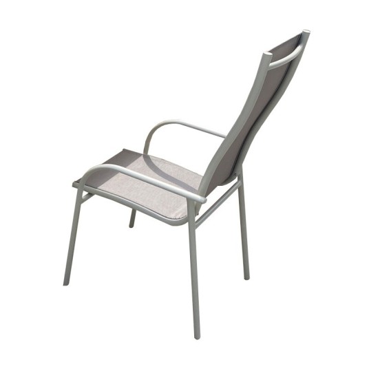silla de jardín ergonómica con respaldo alto textileno taupe