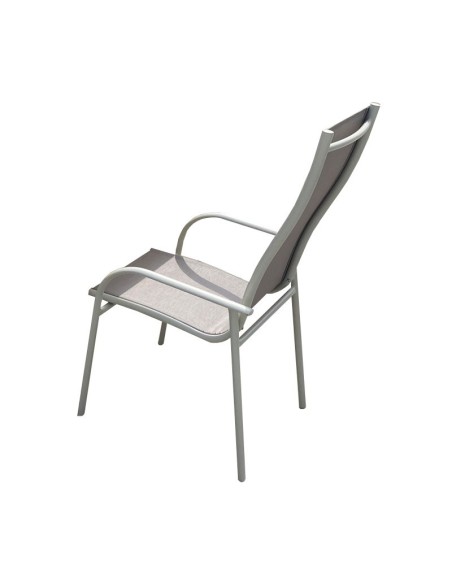 silla de jardín ergonómica con respaldo alto textileno taupe