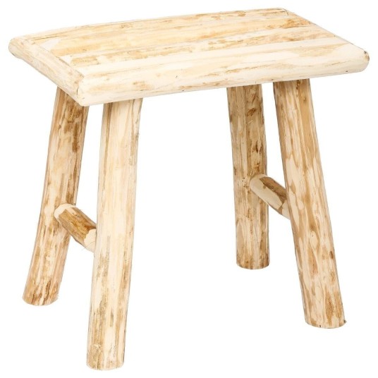 Taburete de madera natural Woody con acabado crudo – diseño rústico de interior
