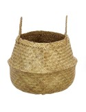Cesta redonda de mimbre con asas, 43,5x29 cm. Almacenamiento funcional y decorativo, ideal para salones, dormitorios o baños.
