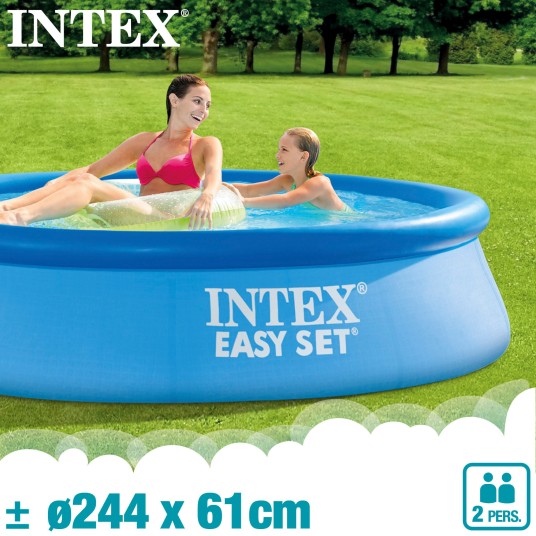 piscina hinchable INTEX Easy Set Ø244x61 en jardín familiar