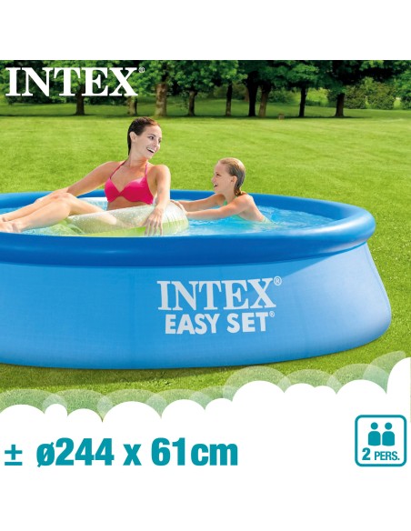 piscina hinchable INTEX Easy Set Ø244x61 en jardín familiar