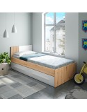 Cama juvenil con cajones roble blanco