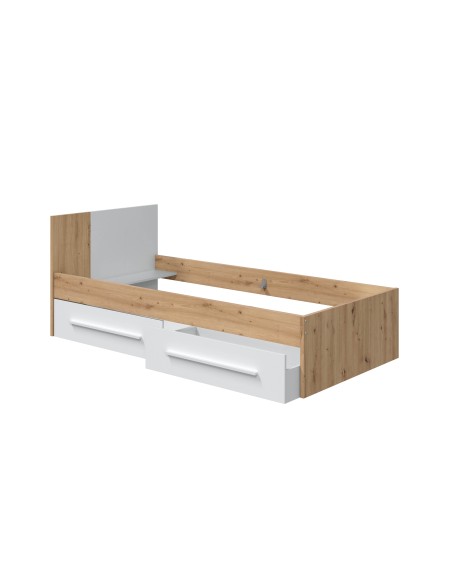CAMA CON CABEZAL + 2 CAJONES NOA