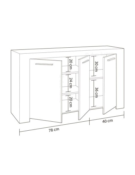 Aparador Ambit 3 puertas – Melamina Blanco Artik