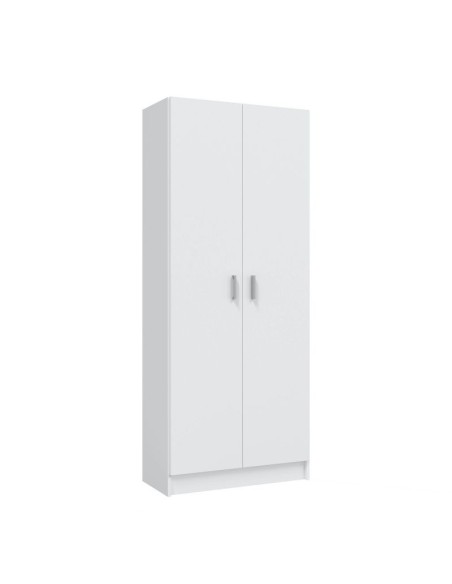 Armario multiusos escobero blanco 2 puertas con baldas y espacio para escobas.