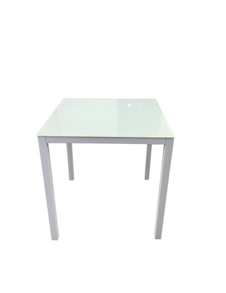 Mesa de jardín Brasilia cuadrada en aluminio blanco