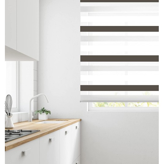 Estor enrollable Bohem gris-pistacho