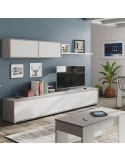 Mueble de salón modular moderno Alida cemento y blanco artik