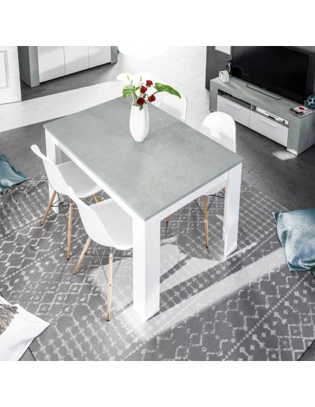 Mesa de comedor extensible Practico cemento/blanco artik