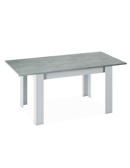 Mesa de comedor extensible Practico cemento/blanco artik