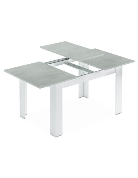 Mesa de comedor extensible Practico cemento/blanco artik