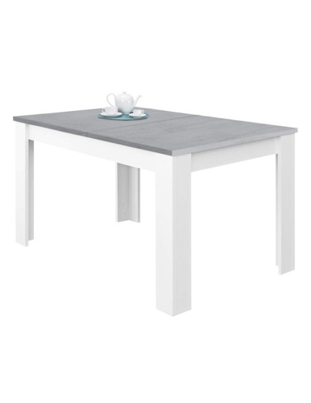 Mesa de comedor extensible Practico cemento/blanco artik