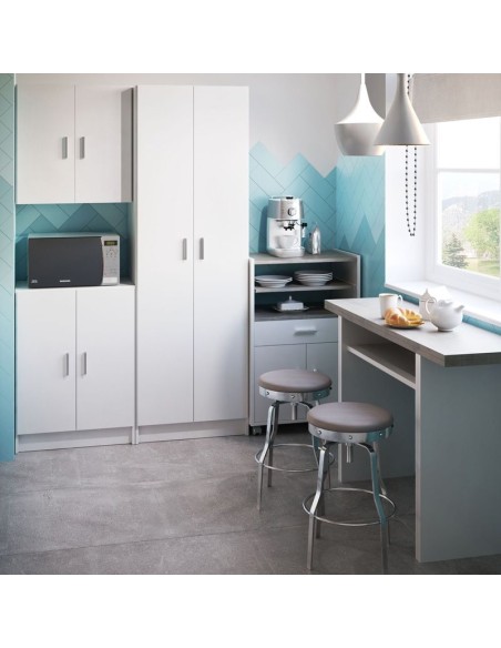 Mueble Cheff para microondas blanco mate y cemento