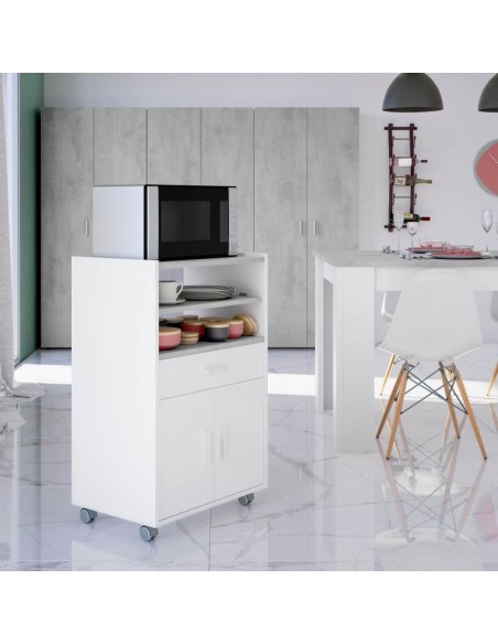 Mueble Cheff para microondas blanco mate y cemento