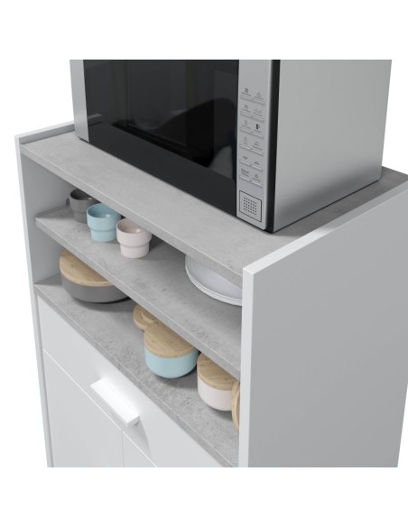 Mueble Cheff para microondas blanco mate y cemento