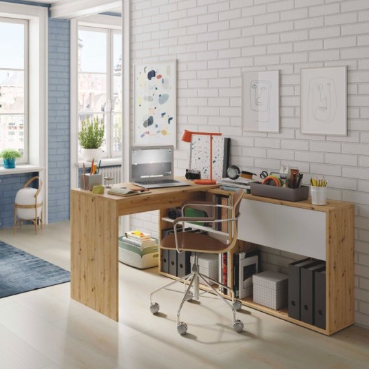 MESA ESCriTORIO CON ESTANTERIA DUO